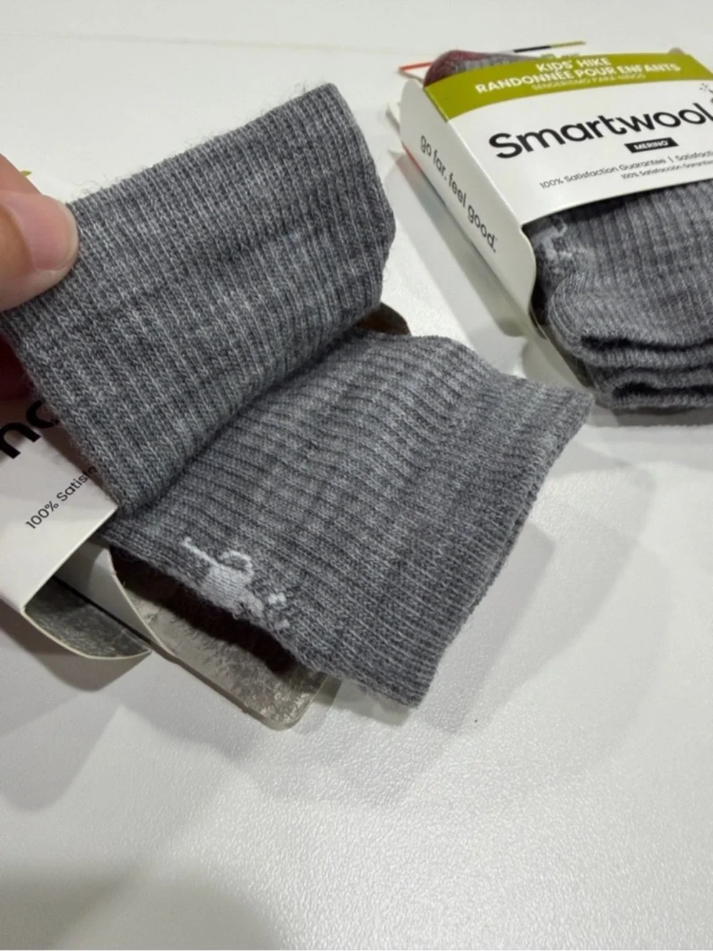 SmartWool Kids Large Light Cushion Hiking Socks 3-Pack Crew Grey Red NWT